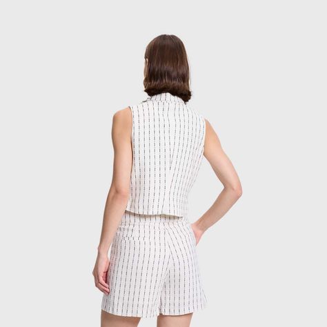 Blazer Mujer Lino Rayado Con Lurex Crudo Fashions Park-2