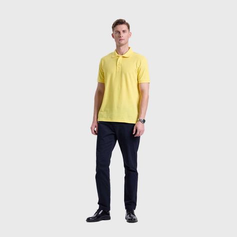 Polera Hombre Pique Lisa Básica Amarillo Fashion's Park-3