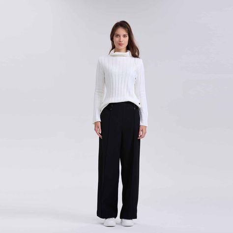Pantalón Mujer Sastrero 3 Botones Negro-3