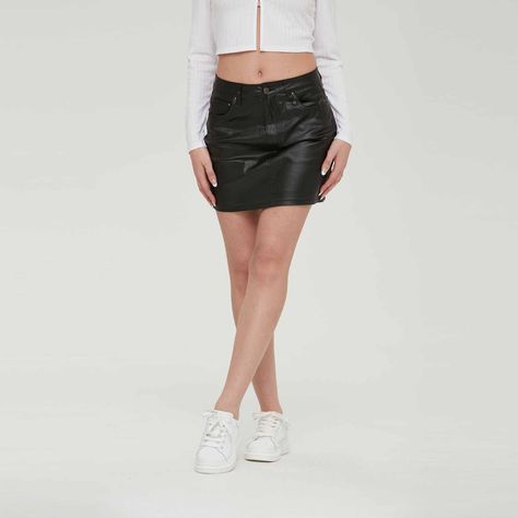 Falda Mujer Mezclilla Brillante Negro-1
