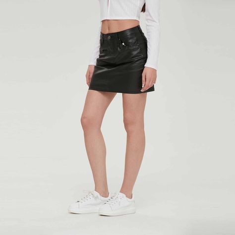 Falda Mujer Mezclilla Brillante Negro-2