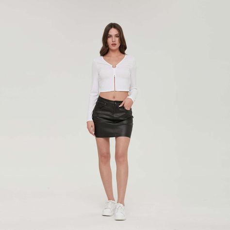 Falda Mujer Mezclilla Brillante Negro-6