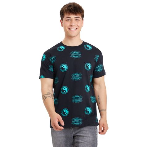 Polera Print Negro V Hombre-0