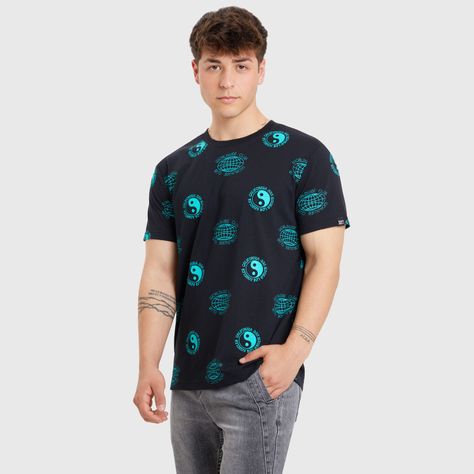 Polera Print Negro V Hombre-1