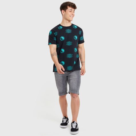 Polera Print Negro V Hombre-3