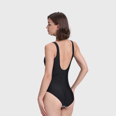 Traje De Baño Mujer Modelo Entero Escote Negro / Blanco FSP-2