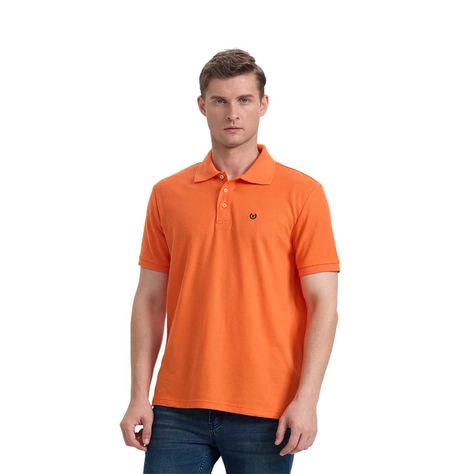 Polera Hombre Pique Básica Lisa Naranjo Fashion's Park-0