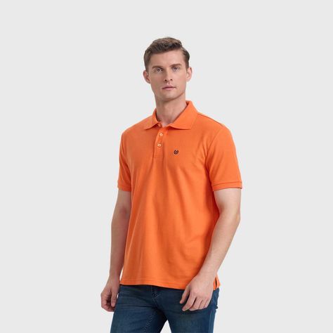 Polera Hombre Pique Básica Lisa Naranjo Fashion's Park-1