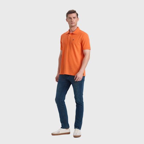 Polera Hombre Pique Básica Lisa Naranjo Fashion's Park-3