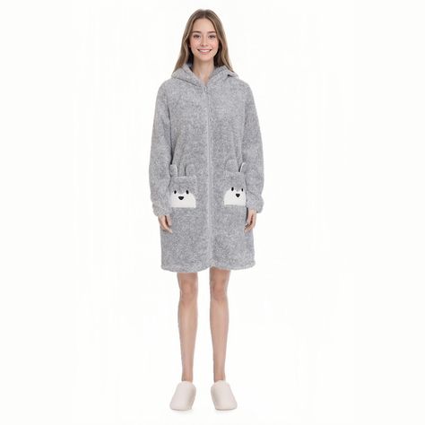 Bata Mujer Polar Con Bolsillo Gris Melange Fashion´s Park-0