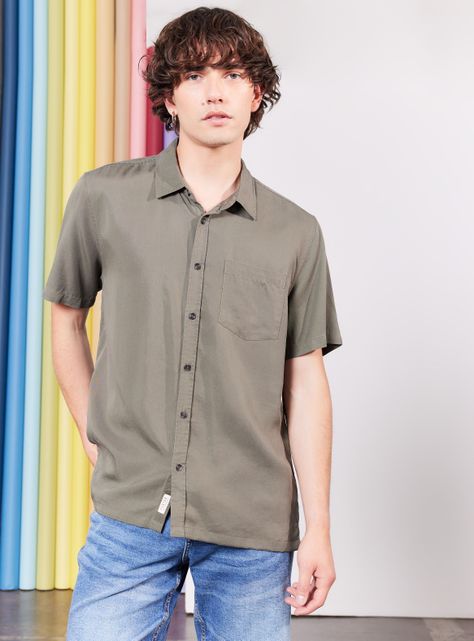 Camisa de Vestir Tencel-0