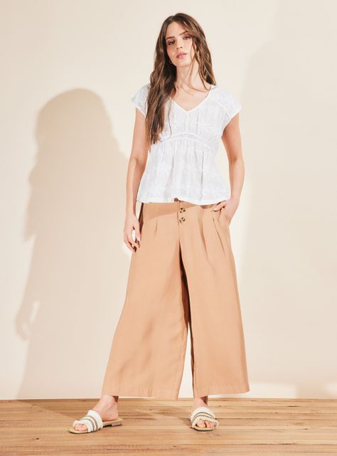 Pantalón Crop con Pinzas-4