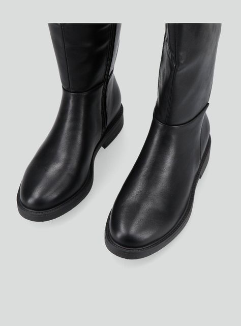 Bota Larga Mix Materiales Mujer-5