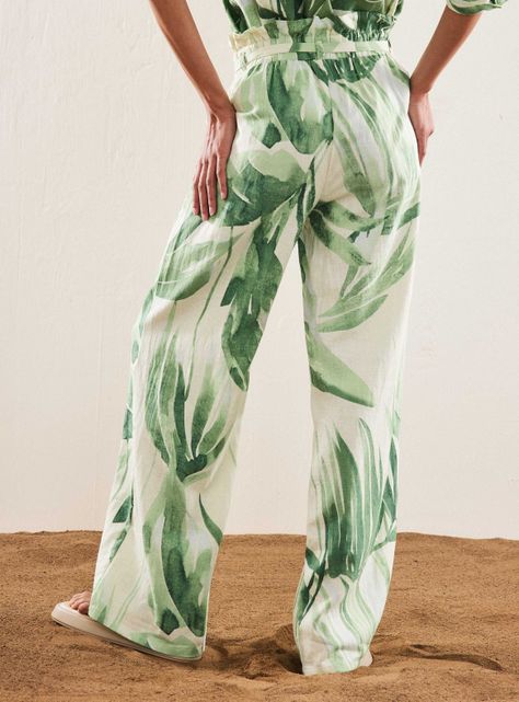 Pantalón Estampado con Lino-1