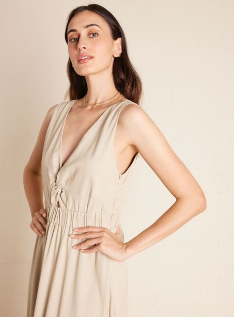 Vestido Largo con Escote Cruzado y Espalda Elasticada-2