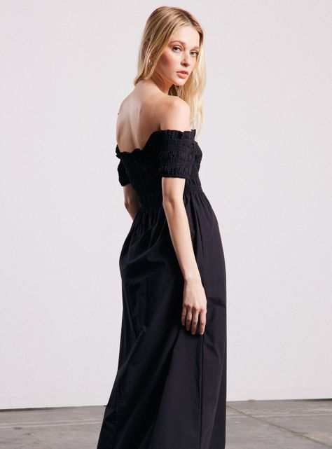 Vestido Bardot Manga Corta con Panal-1