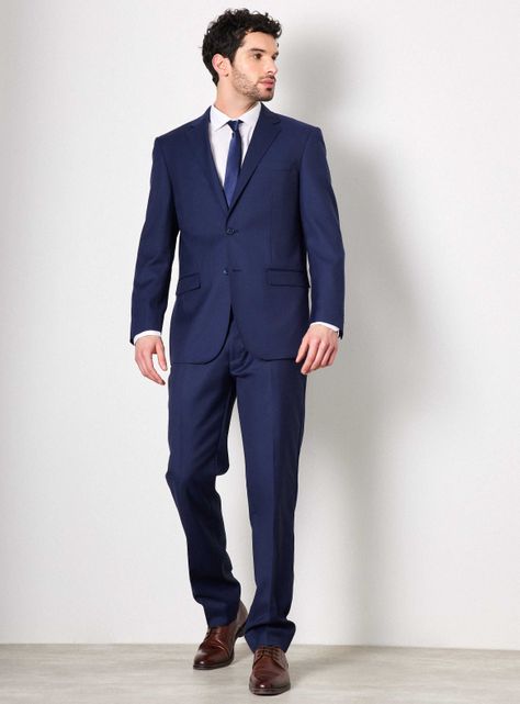 Traje Recto 100% Lana Lisa Regular Fit Super 100-4