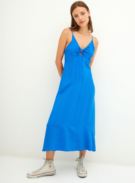 Vestido Largo Corte en V-0