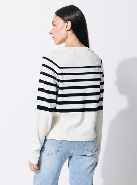 Sweater Rayado con Abertura al Costado-1