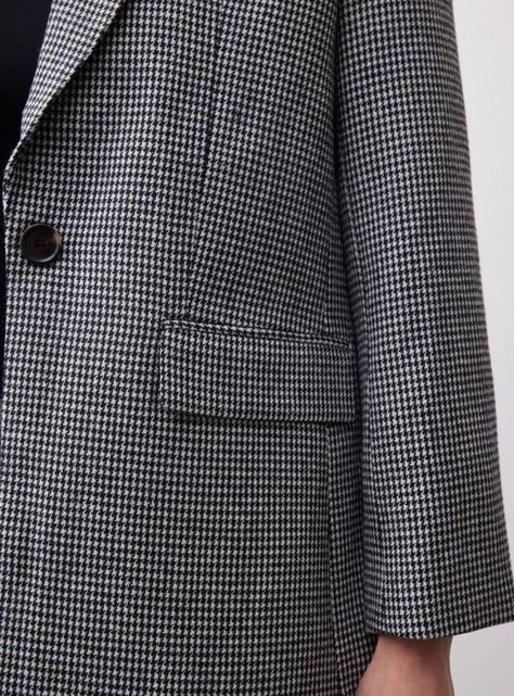 Blazer Cuadros Lana Con Botón-3