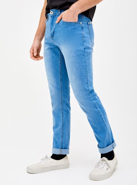 Jeans Liso Slim Fit Tiro Medio-0