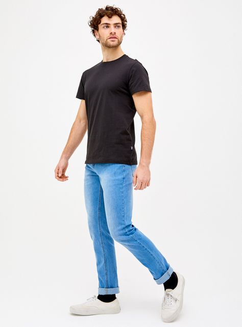 Jeans Liso Slim Fit Tiro Medio-3