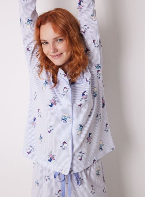 Pijama Camisero Largo Algodón Estamado Allover-2