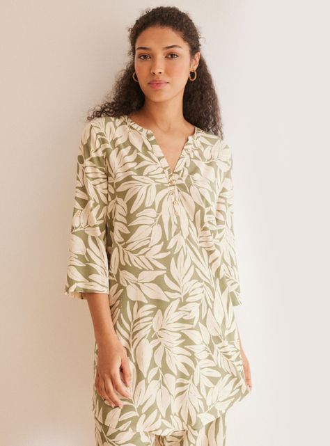 Camisa de Dormir Estampado Hojas-0