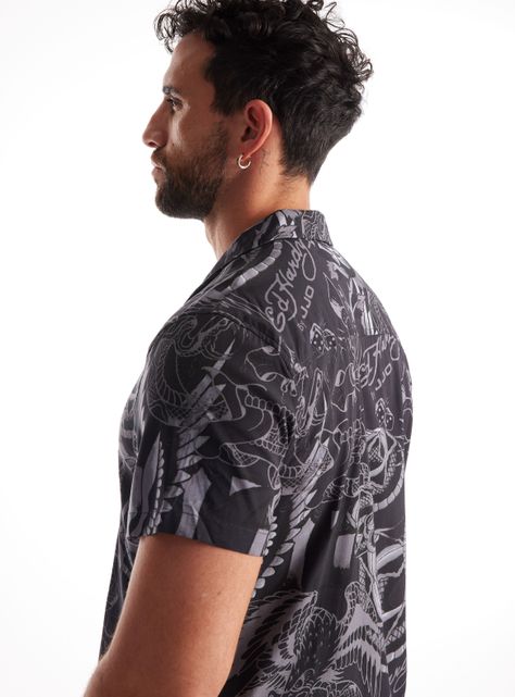 Camisa Guayabera Ed Hardy Cuello Resort Estampada-3