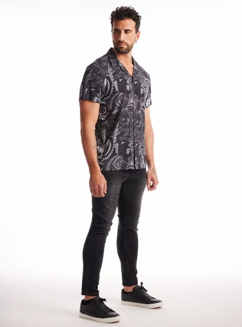 Camisa Guayabera Ed Hardy Cuello Resort Estampada-4