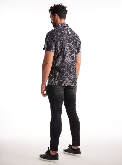 Camisa Guayabera Ed Hardy Cuello Resort Estampada-5