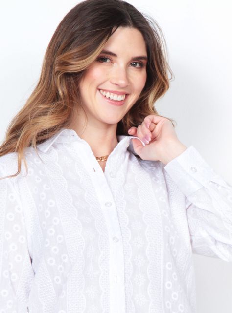 Blusa Manga Larga Brodery Abotonada en Delantero-2