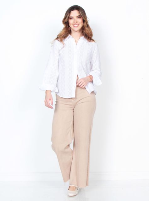 Blusa Manga Larga Brodery Abotonada en Delantero-3