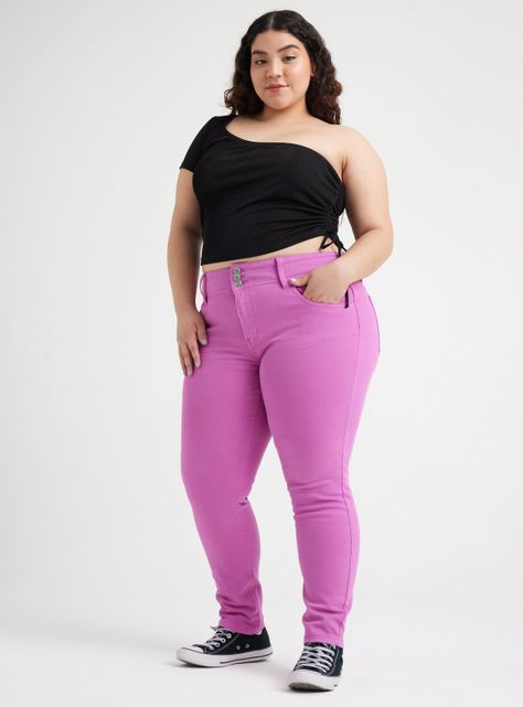 Jeans Color con 3 Botones-4