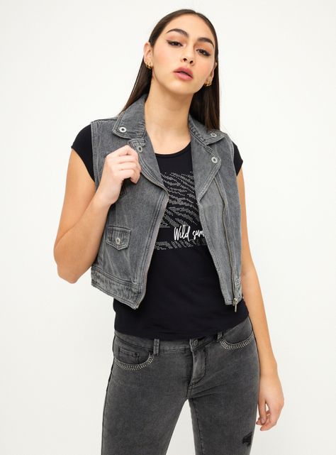 Chaqueta Crop Denim Sin Mangas-0