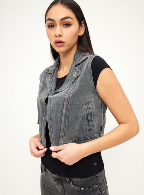Chaqueta Crop Denim Sin Mangas-2
