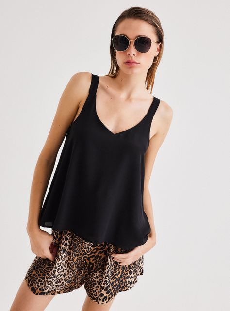 Blusa Básica Tirante Ancho en Contraste-0