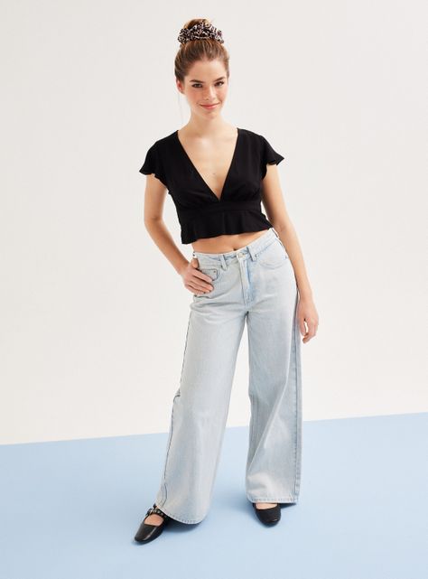Jeans Fit Puddle Anchos y Tiro Bajo-4