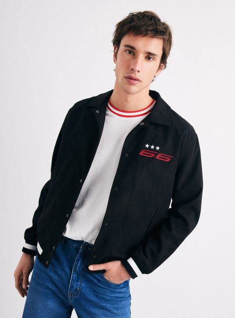 Chaqueta Bomber Suede Bordado-0