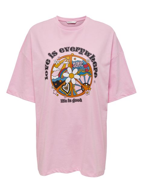 Polera Fit Oversize Cuello Redondo Print Love-0