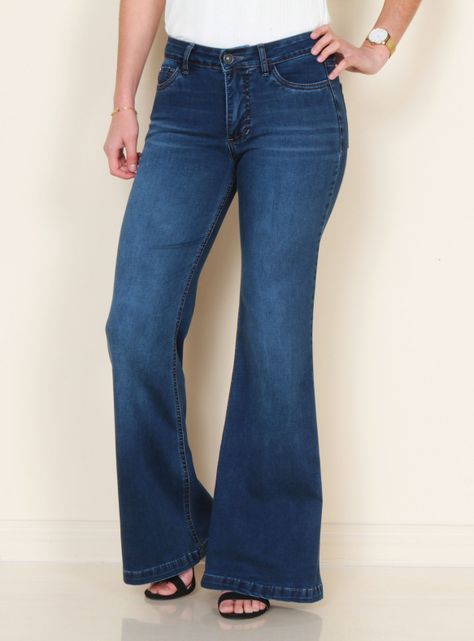 Jeans Flare Tiro Medio Pretina-0