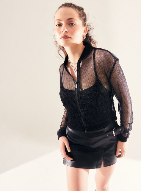 Chaqueta Tejida Efecto Metalizado-0