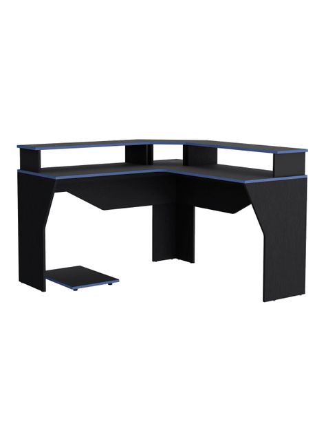 Escritorio Gamer en L Guma Wengue Canto Azul-0
