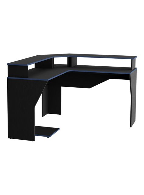 Escritorio Gamer en L Guma Wengue Canto Azul-2
