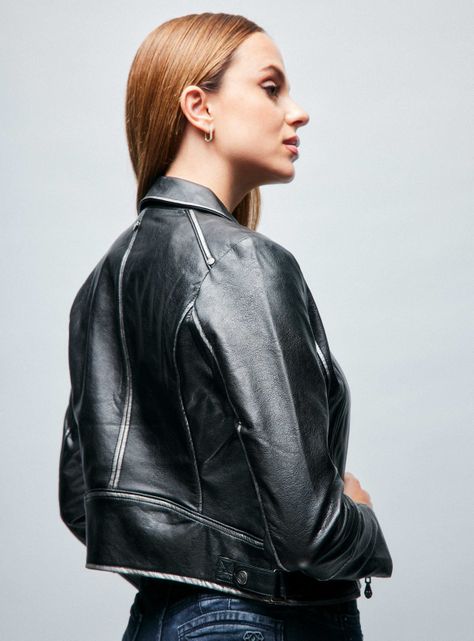 Chaqueta Biker Cierre Cruzado Metalizada Lavada-1