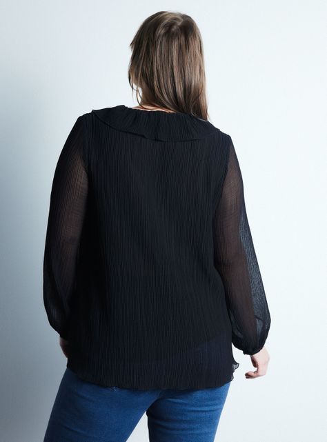 Blusa Escote V con Vuelos Plisada-1