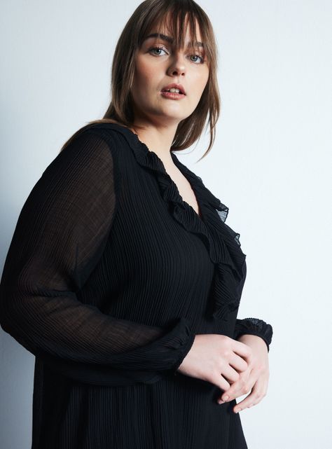 Blusa Escote V con Vuelos Plisada-2