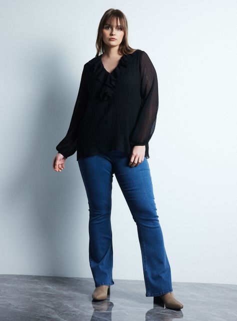 Blusa Escote V con Vuelos Plisada-4