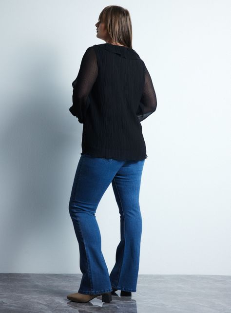 Blusa Escote V con Vuelos Plisada-5