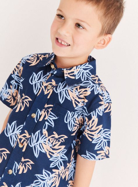 Camisa de Vestir Poplin Estampado Tropical-1